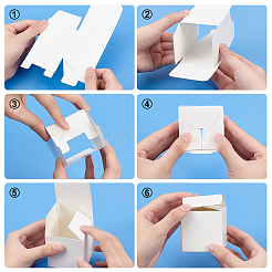 折りたたみ式の厚紙紙のアクセサリー箱  ギフト包装箱  ホワイト  6x6x6cm&nbsp;CON-WH0072-34A