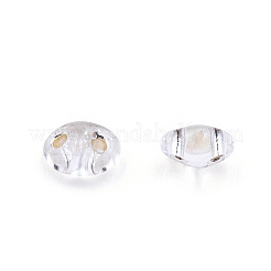 光沢チェコガラスシードビーズ  銀並ぶ  2穴  オーバル  透明  5x3.5x2.5mm  穴：0.9mm  約500 G /袋&nbsp;SEED-N004-005-F01