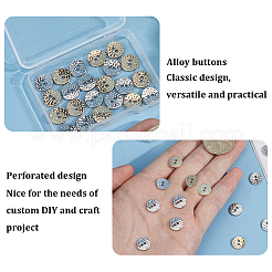 2色合金ボタン40個  テクスチャフラットラウンド  2穴  ミックスカラー  11x1.5mm  穴：1.5mm  20個/カラー&nbsp;DIY-CY0004-02