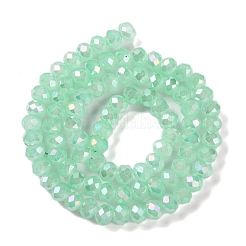 電気メッキガラスビーズ連売りを焼く  ABカラー  多面カット  ロンデル  アクアマリン  8x6mm  穴：1mm  約60~62個/連  15.75''（39~40センチメートル）&nbsp;X-DGLA-A039-J8mm-B07
