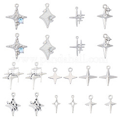 64pcs10スタイルチベットスタイル亜鉛合金ペンダント  スターのチャーム  アンティークシルバー＆プラチナ  14.5~25x9~20x1.5~5mm  穴：1.2~1.8mm&nbsp;FIND-TA0009-14