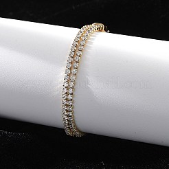 女性用ステンレススチールマルチ連ブレスレット  キュービックジルコニア付き  18KGP本金メッキ  6-3/4インチ（17.2cm）&nbsp;BJEW-F485-01G-02