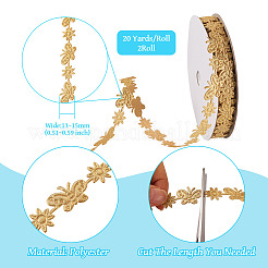 20 ヤード マランの花と蝶のポリエステル レース トリム  蝶のトリミング  きいろ  13~15mm&nbsp;OCOR-TAC0016-18G