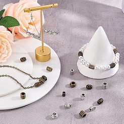 120個10スタイルチベットスタイルアロイビーズ  花とチューブを備えたコラムとバレル  ミックスカラー  8~12x6~10.5mm  穴：4~7mm  12個/スタイル&nbsp;FIND-NB0002-85