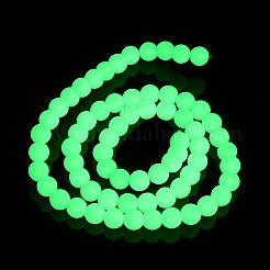 合成蓄光ストーンビーズ連売り  ラウンド  暗闇の中で輝く  6mm  穴：1mm  約66個/連  14.49インチ（36.8cm）&nbsp;G-L582-01A