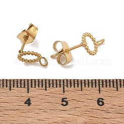 304ステンレススチールスタッドピアス金具  カン付き  ゴールドカラー  リング  9.5x7mm  穴：1.8mm  ピン：10.5x0.7mm&nbsp;SA-CBA22DE-05G-02