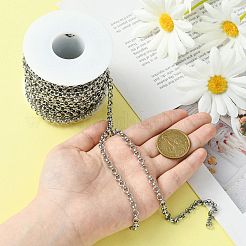 変色しにくい304ステンレススチールのローロチェーン  溶接されていないエンドウ豆のリンクチェーン  ステンレス鋼色  5x1.5mm&nbsp;STAS-M032-42P-4.7mm