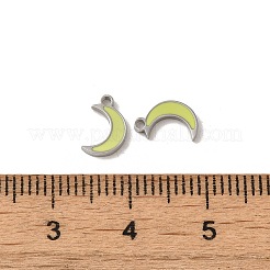 304ステンレススチールエナメルチャーム  ムーンチャーム  ステンレス鋼色  8.5x5.5x1mm  穴：1mm&nbsp;STAS-L022-333P