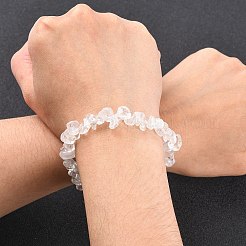 愛好家のアイデアの結晶チップのバレンタインデーは、ブレスレットを伸ばす  透明  2-1/8~2-1/4インチ（5.3~5.6cm）&nbsp;X-BJEW-JB01308-07