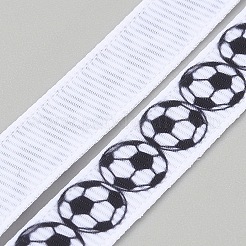 ポリエステルリボン  サッカー  衣類用アクセサリー  ギフトデコレーション  ブラック  3/8インチ（10mm）  約10.00ヤード（9.14m）/ロール&nbsp;OCOR-WH0112-014D