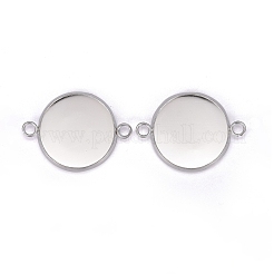 201ステンレススチールカボションコネクタセッティング  プレーンエッジベゼルカップ  フラットラウンド  銀  トレイ：18mm  27x20x2mm  穴：2mm&nbsp;STAS-F191-15S-G