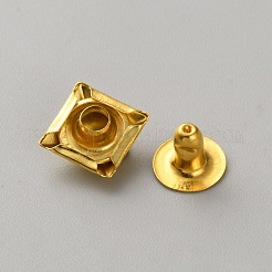 真鍮リベット  セミチューブラーリベット  衝突リベット  ピラミッド  ゴールドカラー  9x9x5.5mm  穴：3mm&nbsp;KK-WH0103-009G-04