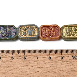塗装ガラスビーズ連売り  ゴールドライン入り  バラの花の長方形  カラフル  18x13x5mm  穴：1.2mm  約20個/連  14.09''（35.8センチメートル）&nbsp;GLAA-Z021-05A