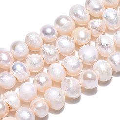天然養殖淡水パールビーズ連売り  ポテト  貝殻色  4~5.5x3.5~5mm  穴：0.6mm  約74~76個/連  13.31~13.46インチ（33.8~34.2cm）&nbsp;PEAR-N013-04E
