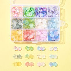 480 個 12 色のアクリルビーズキャップ  5  - 花びらの花  金色の箔付き  ミックスカラー  11x11x4mm  穴：1.6mm  40個/カラー&nbsp;OACR-FS0002-24