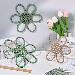 天然木ペンダントセット3個  染色されていない  花  グリーン  205~250x185~230x4mm  穴：7.5~9mm&nbsp;WOOD-WH20002-03A