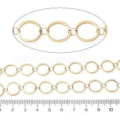 304ステンレススチールリングリンクチェーン  ハンダ付け  スプールで  イオンプレーティング（ip）  ゴールドカラー  12x1mm&nbsp;CHS-G044-05G-06
