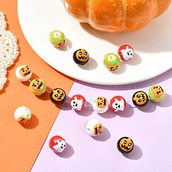ハロウィンテーマDIYビーズパーツキット 16種類 4個  手作りの磁器ビーズを含む  ランプワークビーズ  混合図形  13~13.5x11~12.5x11.5mm  穴：2.1~2.7mm  4個/スタイル&nbsp;DIY-CJ0003-11