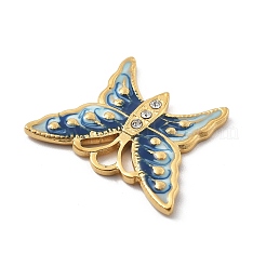 304ステンレススチールラインストーンペンダント  18KGP本金メッキ  蝶  20x24x2mm  穴：3x4mm&nbsp;STAS-D300-01G-11