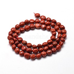 天然レッドジャスパーナゲットビーズ連売り  タンブルストーン  5~10x6~7x3~7mm  穴：1mm  約14.9インチ〜15.7インチ&nbsp;G-J335-46