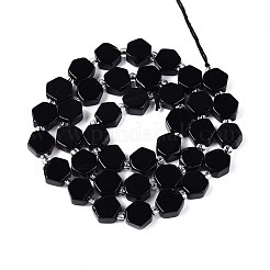 天然石オブシディアンビーズ連売り  六角  シードビーズで  8~10x8~10x4~5mm  穴：0.9~1mm  約18~19個/連  7.68~8.07''（19.5~20.5センチメートル）&nbsp;G-P534-A22-01