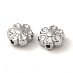 変色しない304ステンレススチールビーズ  花  ステンレス鋼色  8x4mm  穴：1.2mm&nbsp;STAS-K285-14P