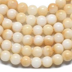 天然石マレーシアジェイドビーズ連売り  染め＆加熱  ラウンド  ナバホホワイト  6~6.5mm  穴：1mm  約60~62個/連  14.96インチ（38cm）&nbsp;G-L645-A01-6mm-28