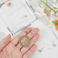 ロジウムメッキ スターリングシルバー スタッドピアス 3組  ピアスのセッティング  925個のプラスチック製イヤーナット付き  s6スタンプあり  プラチナ  925mm  内径：15.5mm  ピン：5.5mm&nbsp;STER-BBC0005-67A