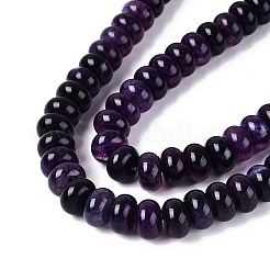 天然石瑪瑙ビーズ連売り  滑らかなロンデル  染め  インディゴ  10~10.5x5.5~6mm  穴：0.7~1.2mm  約61~69個/連  14.37~15.55インチ（36.5~39.5cm）&nbsp;G-Q613-01E-11