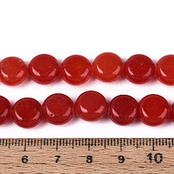 染め加工天然石ホワイトジェイドビーズ連売り  フラットラウンド  レッド  9.5~10.5x5.5~6mm  穴：0.8~1mm  約38~40個/連  15.16~15.55''（38.5~39.5センチメートル）&nbsp;G-T143-16M