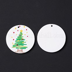 クリスマスアクリルパーツ  diyのイヤリングパーツ  クリスマスツリーとフラットラウンド  ライムグリーン  29.5x2mm  穴：1.4mm&nbsp;SACR-G018-02B