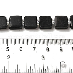 天然ブラックストーンビーズ連売り  正方形  シードビーズで  10~10.5x10~10.5x5~5.5mm  穴：1.6mm  約32個/連  15.16~15.35インチ（38.5~39cm）&nbsp;G-L596-A11-01