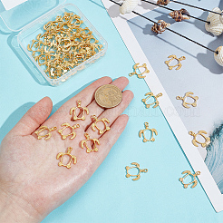 合金オープンバックベゼルペンダント60個。  UVレジンDIY用  エポキシ樹脂  プレスジュエリー  カメ  ゴールドカラー  21.5x18.5x2.5mm  穴：2mm&nbsp;FIND-PH0026-70G