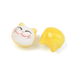 手作りの陶器ビーズ  猫の形  きいろ  9x9.5x8~8.5mm  穴：1.8~2mm&nbsp;PORC-F014-02G