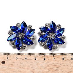 プラチナ合金の靴のバックルクリップ  ガラスラインストーン付き  花  サファイア  33x10mm&nbsp;ALRI-XCP0001-18