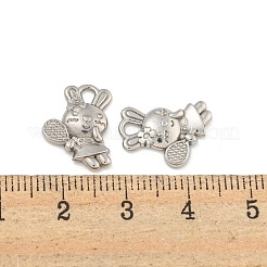 変色しない304ステンレススチールペンダント  ラケットチャーム付きウサギ  ステンレス鋼色  16x11.5x2.5mm  穴：2.5x2mm&nbsp;STAS-I307-545P