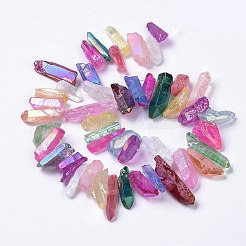 電気メッキ天然石クオーツクリスタルビーズ連売り  多面カット  ナゲット  18~45x8~15x5~8mm  穴：1mm  約48~50個/連  14.57''（37センチメートル）&nbsp;G-I345-01