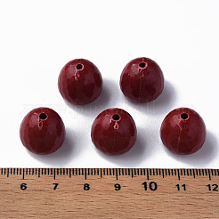不透明なアクリルビーズ  多面カット  ティアドロップ  暗赤色  15x14.5mm  穴：2mm  約243個/500g&nbsp;MACR-S373-10A-A01