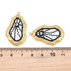 304ステンレススチールエナメルペンダント  ナゲットとナザールボンジュウのお守り  イオンプレーティング（ip）  18KGP本金メッキ  ブラック  35x22x4mm  穴：1.6mm&nbsp;SA-CBADC81-01G-03