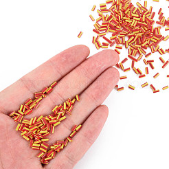 不透明な色ツートンシードガラスラッパビーズ  丸い穴  ラウンドラッパ  レッドオレンジ  4~8.5x2mm  穴：0.6~0.8mm  約450g /ポンド&nbsp;SEED-T006-02A-05