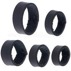 バッグストラップ用牛革縫い付けレザーベルトループ5個、5スタイル  ブラック  16.5~25x9~12.5mm  内径：12~22mm  1個/スタイル&nbsp;FIND-CL0001-74A