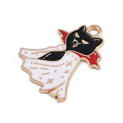 ハロウィンアロイエナメルペンダント  猫の形  25x20.5x1.3mm  穴：2mm&nbsp;FIND-I052-01KCG-03