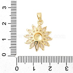 真鍮マイクロパヴェクリアキュービックジルコニアペンダント  花  18KGP本金メッキ  20x17x4mm  穴：5x2.5mm&nbsp;KK-G542-04G-02