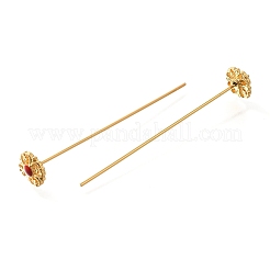 真鍮のアクセサリー  エナメルピン  花  長持ちメッキ  ゴールドカラー  9x9x56mm&nbsp;KK-M298-07G-02