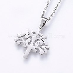 304ステンレススチールジュエリーセット  スタッドピアスとペンダントネックレス  ツリー  ミックスカラー  ネックレス：17.7インチ（45cm）  スタッドピアス：11x10.5x1.2mm  ピン：0.8mm&nbsp;SJEW-O090-19