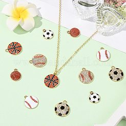 合金エナメルチャーム  ラインストーン付き  スポーツボールチャーム  ライトゴールド  バスケットボール  17~21.5x13.5~18.5x2~3mm  穴：1.6~2mm  30pc&nbsp;FIND-FS0005-04C