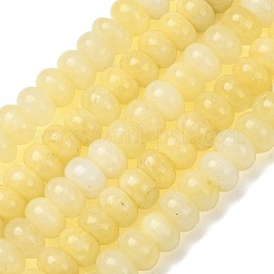 染め加工天然石ホワイトジェイドビーズ連売り  滑らかなロンデル  ゴールド  8~9x5~5.5mm  穴：1.4mm  約69~74個/連  14.57~15.16''（37~38.5センチメートル）&nbsp;GG-CBA9281-A15-5x8mm