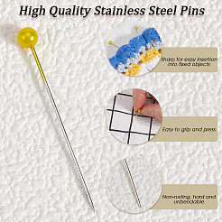 ステンレスピン9セット  プラスチックヘッド付き  コサージュピン  洋裁ピン  きいろ  37.5x3.5mm&nbsp;DIY-SP0003-54A