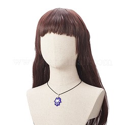 手作りのランプワークハンムサ手、ナザールボンジュウのペンダントネックレス  女性用の鉄製ロブスタークロークラスプとチェーンエクステンダー付きワックスコードチョーカーネックレス  ミックスカラー  16-7/8インチ（43cm）&nbsp;NJEW-JN04222