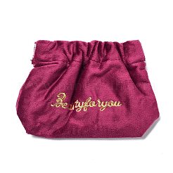 ベルベットスプリングスナップ開閉小銭入れ  ワード刺繍クラッチバッグ  ジュエリーイヤホン用収納ポーチ  長方形  カメリア  12x13.5x1.8cm&nbsp;ABAG-P009-A02